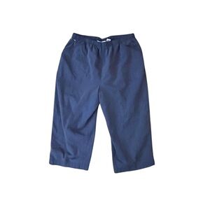 Vintage 90s Y2K Paradise Bay Elastic Waist Cropped Pants Capri Pockets Navy 16